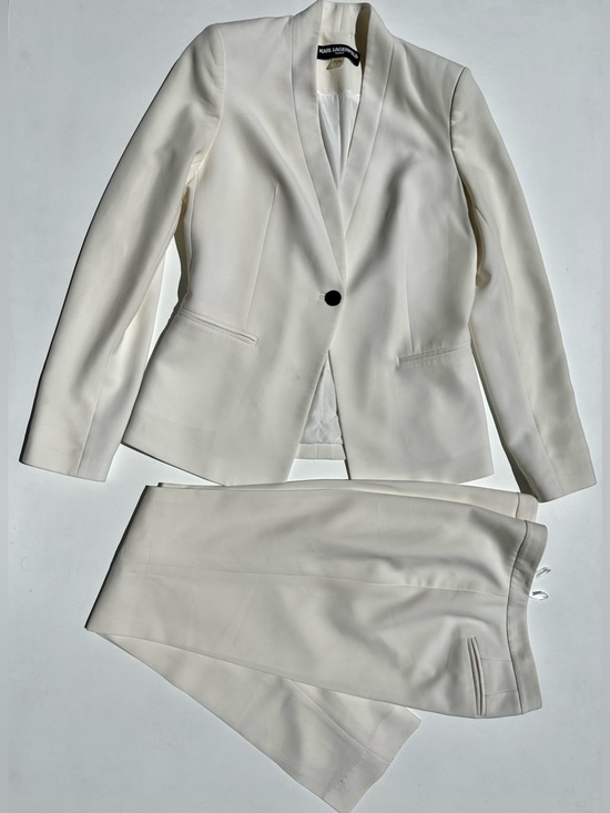 Ralph Lauren Jackets & Blazers - Karl Lagerfeld Ivory White Pant Suit Single-Button Blazer & Matching Trousers, 6